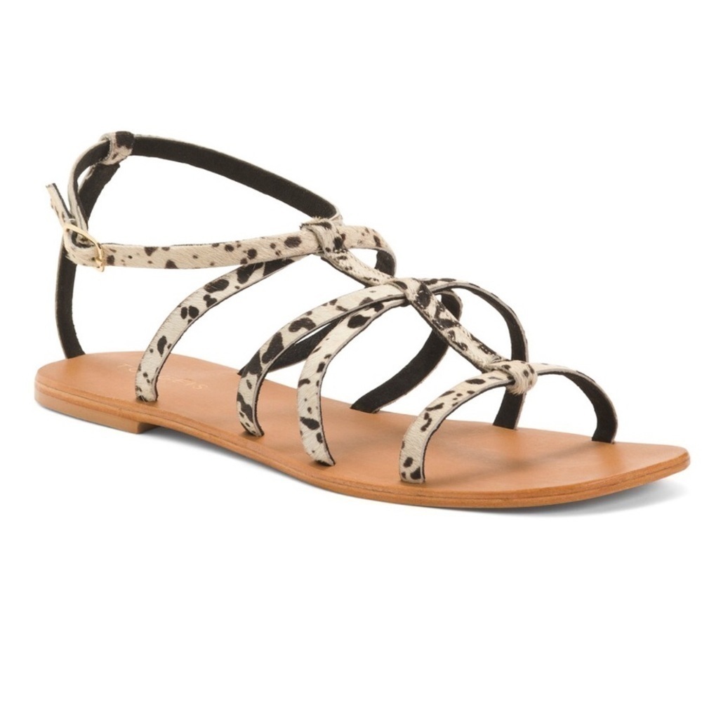 Torgeis New York Syrene Leather Pony Print Flat Sandals Size 10 NWB - Picture 2 of 8